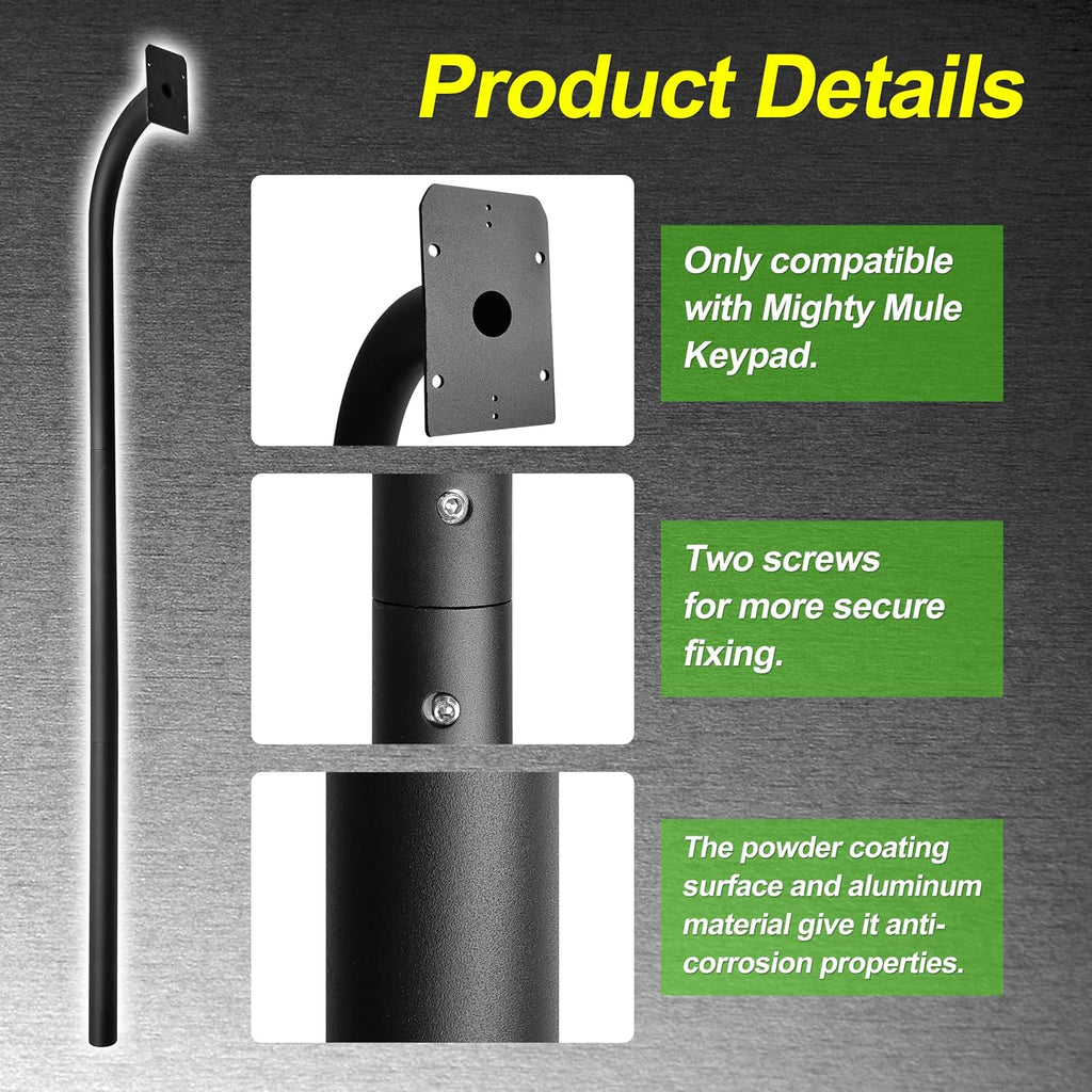 fm100 keypad mounting post compatible with mighty mule showing dimensions