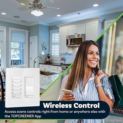 TOPGREENER Smart Light Switch Wi-Fi Scene Controller, 8-Button Programmable