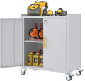 35.6" Rolling Metal Garage Storage Cabinet with Wheels & Lock, Grey White