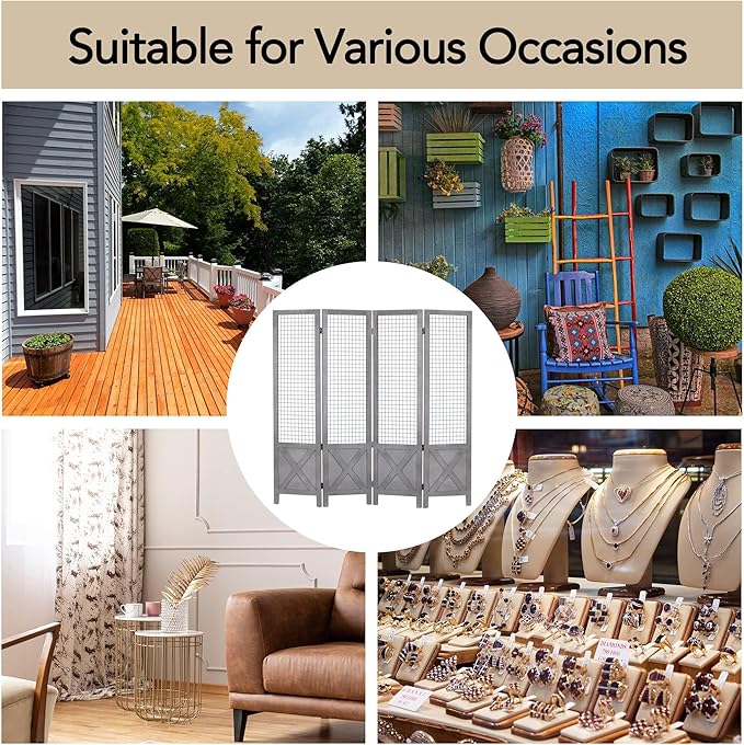 Wnutrees 4 Panel Gridwall Display, Portable Freestanding Display Board