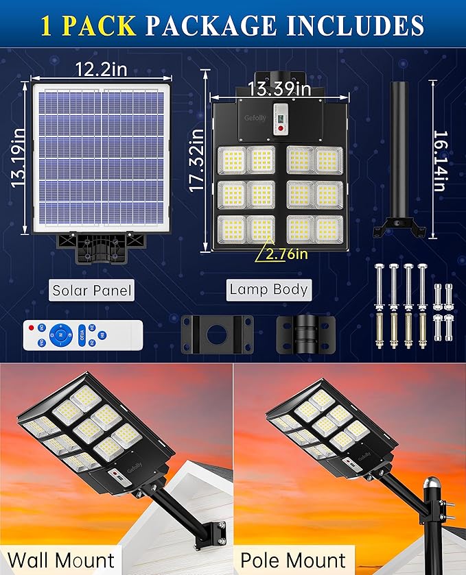 Gefolly SL-2000W Outdoor Solar Street Light