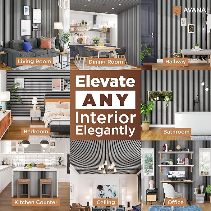 Avana Modern Acoustic Wood Wall Panels – 94.4 X 12.59 Inch Gray Oak Acoustic
