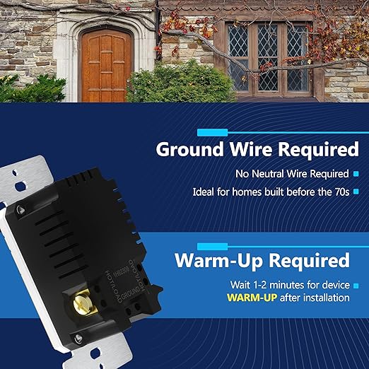 LIDER No Neutral Wire Required Humidity Sensor Switch, Automatic Humidity