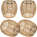 4 Pack Rattan Lamp Shade for E26 Base Pendant Light Shade | Handwoven Rattan, 1.53" Fitter, 6" Diameter X 5.9" High Perfect for Pendant, Table, and Ceiling Lamps Replacement