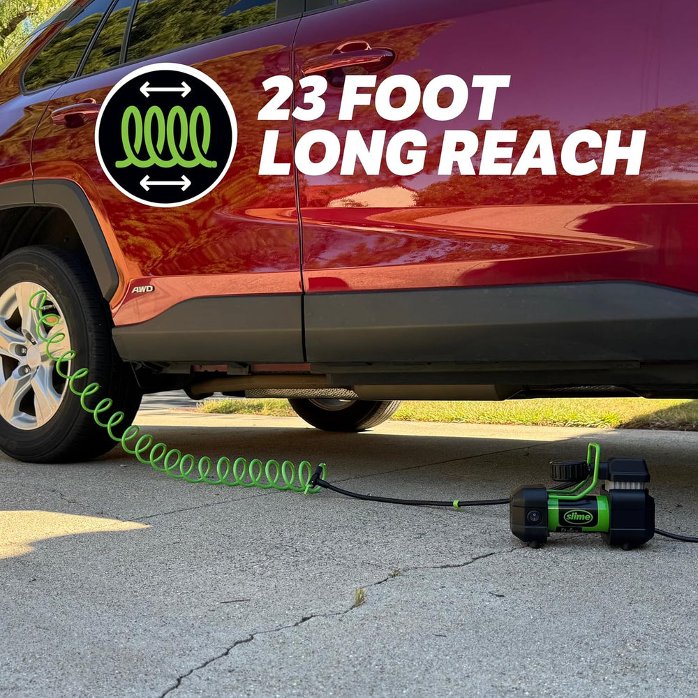 Slime 40045 Home Tire Inflator, Wall Mounted 120V, SUV, 4x4 Air Compressor, H...