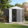 Patiowell 8x6 FT Outdoor Storage Shed with Floor Frame, Metal Garden Sheds