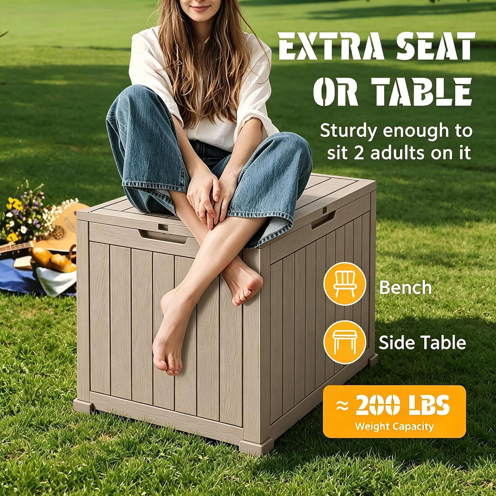 32 gal outdoor storage box waterproof lockable,deck box,medium, close-up detail