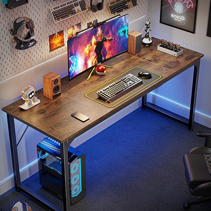 Huuger Computer Desk, 63 Inch Office Desk, Gaming Desk