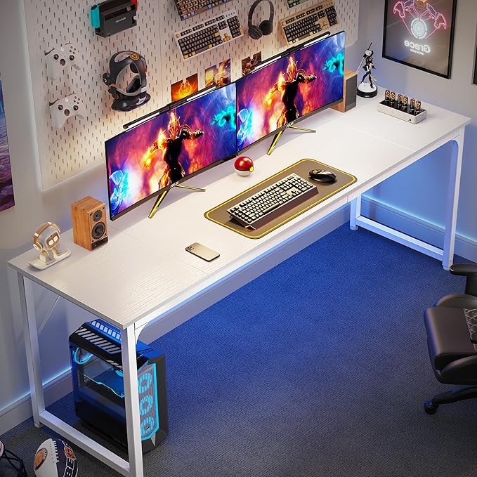 Huuger Computer Desk, 80 Inch Office Desk, Gaming Desk