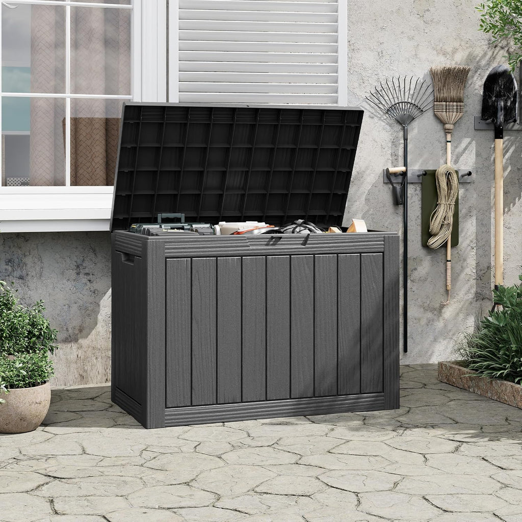 outdoor storage waterproof deck box for patio (45 on a desk or shelf