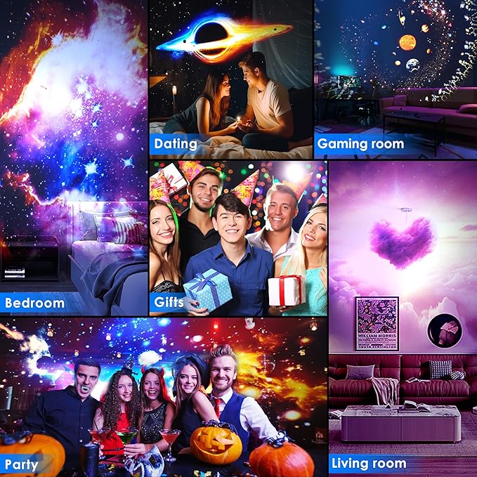 Galaxy Projector for Bedroom Pro Version, HD 12 in 1 Film Discs Star Projector