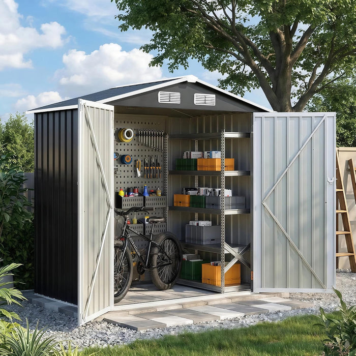 UDPATIO 6x4 FT Metal Storage Shed,Outdoor Shed,Garden Shed for Patio,Grey