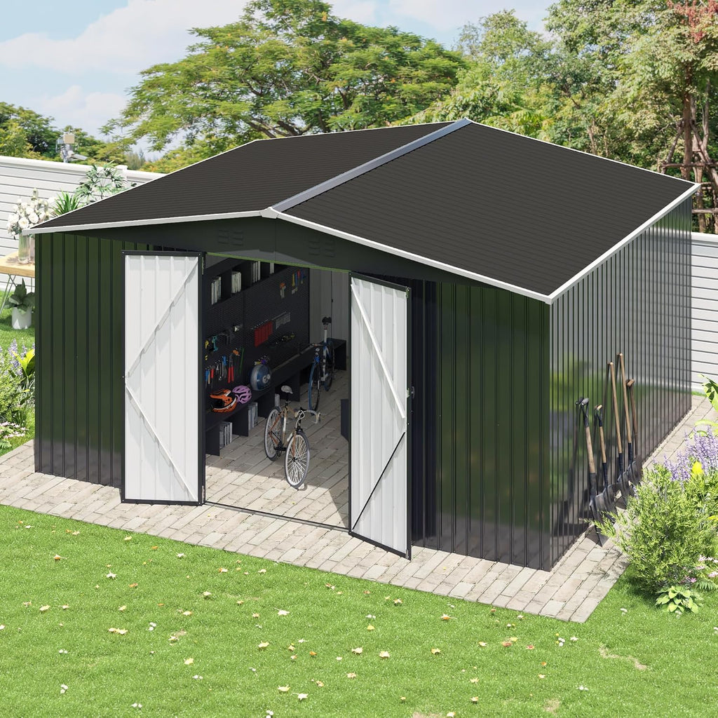 polar aurora 12x14 ft outdoor storage shed black, package contents