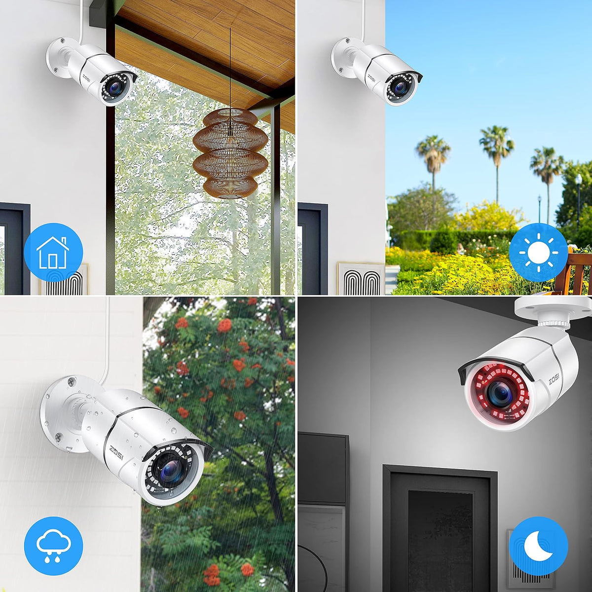 zosi 4 pack 2mp 1080p hd-tvi security camera showing dimensions