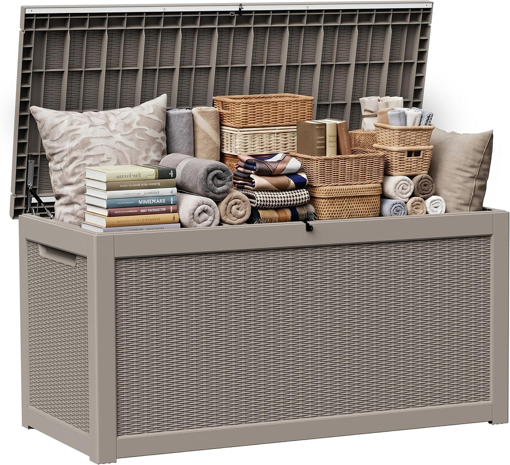 EasyUp 350 Gallon Deck Box Outdoor Storage Box, Grey