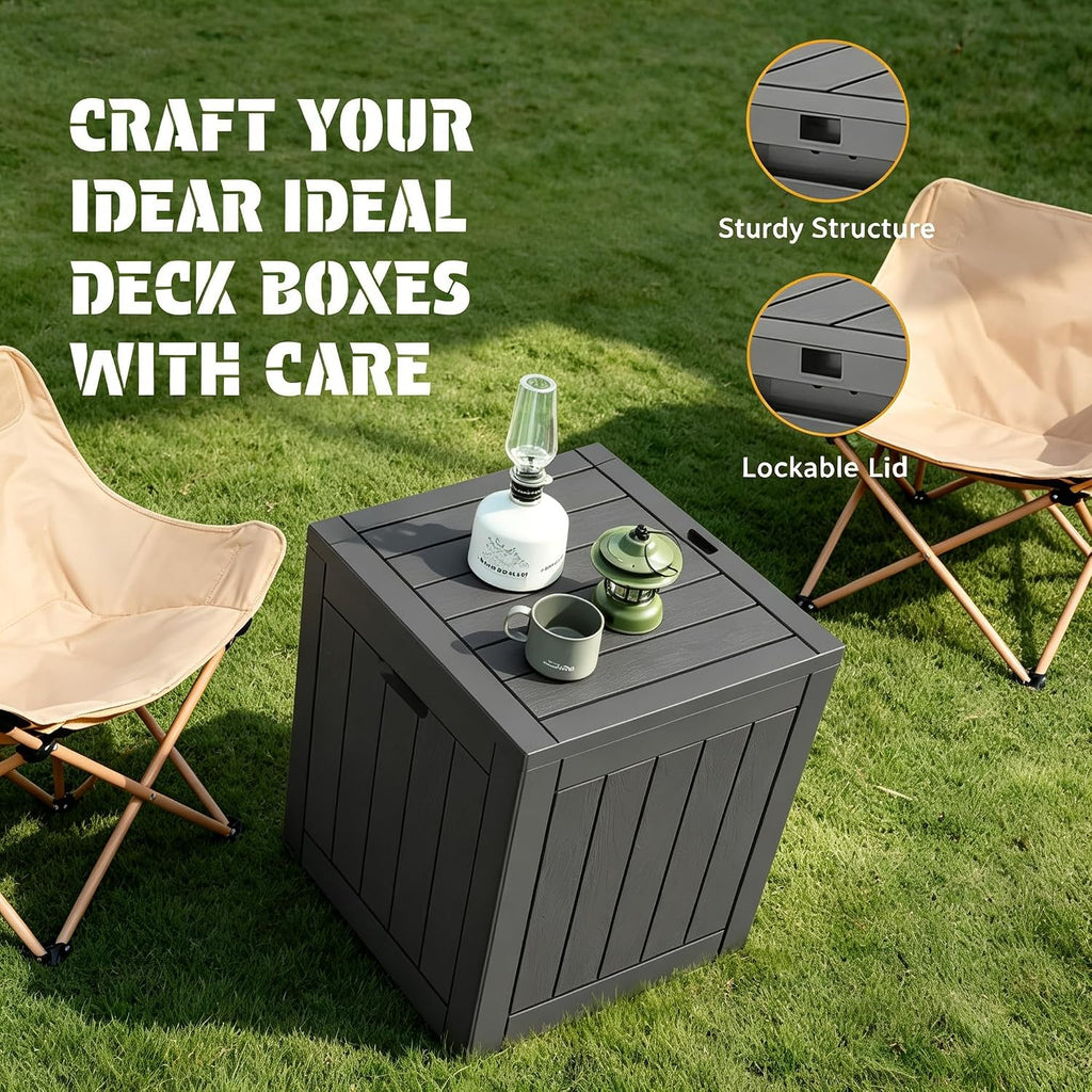 33 gal outdoor storage box waterproof lockable,deck box, side view