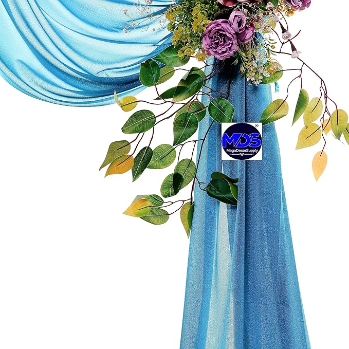 MDS Halloween Chiffon Draping Fabric - 2 Panel, 30" Wide x 40ft Long - Sheer Spooky Arbor & Canopy Drapery for Haunted House Backdrops, Party Ceilings, DIY Costumes & Themed Events - Dark Teal (Pack of 2)