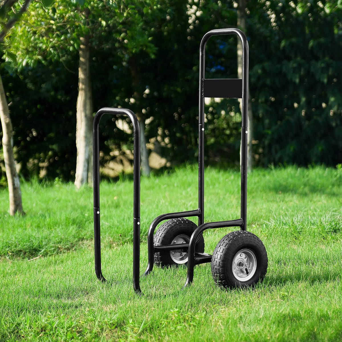 firewood carrier – rolling storage cart for logs, side view