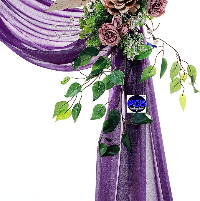 MDS Halloween Chiffon Draping Fabric - 2 Panel, 30" Wide x 50ft Long - Sheer Spooky Arbor & Canopy Drapery for Haunted House Backdrops, Party Ceilings, DIY Costumes & Themed Events - Cadbury Purple (Pack of 2)