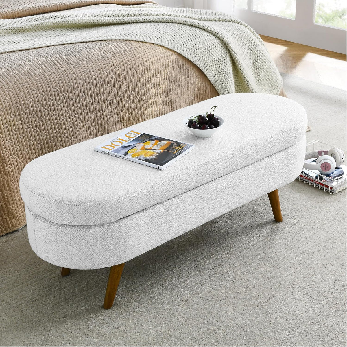 43.5" ottoman with storage, storage ottoman bench with, front angle view