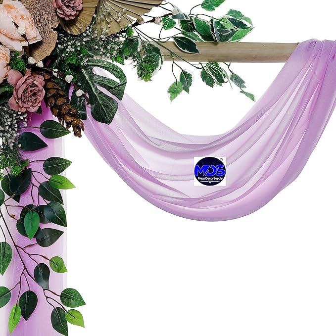 MDS Halloween Chiffon Draping Fabric - 2 Panel, 30" Wide x 100ft Long - Sheer Spooky Arbor & Canopy Drapery for Haunted House Backdrops, Party Ceilings, DIY Costumes & Themed Events - Orchid (Pack of 2)