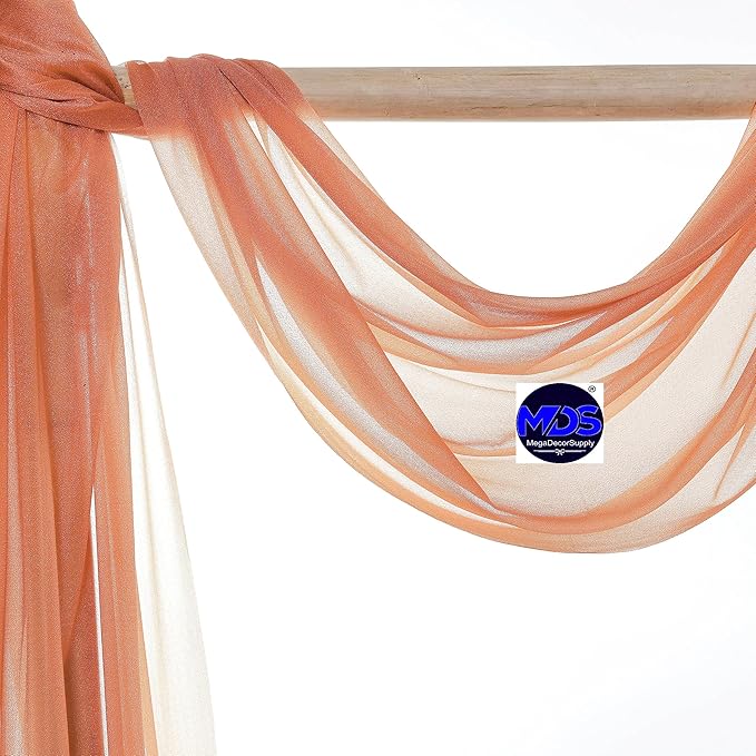 MDS Halloween Chiffon Draping Fabric - 2 Panel, 30" Wide x 50ft Long - Sheer Spooky Arbor & Canopy Drapery for Haunted House Backdrops, Party Ceilings, DIY Costumes & Themed Events - Coral Peach (Pack of 2)