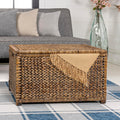 Eyely MPH9005B Amanda Wicker Weave 30" Storage Trunk, Brown Wash