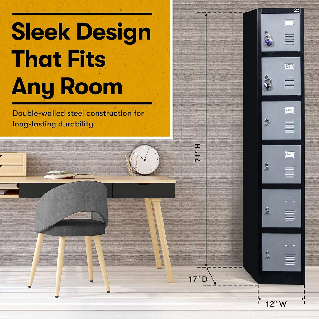 locker storage cabinet - 6 metal wall lockers shown in use