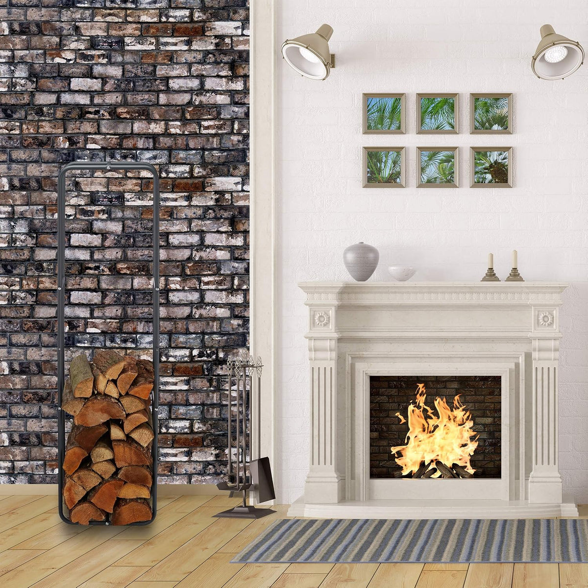 relaxdays firewood rack, log stacking aid, steel, for shown in use