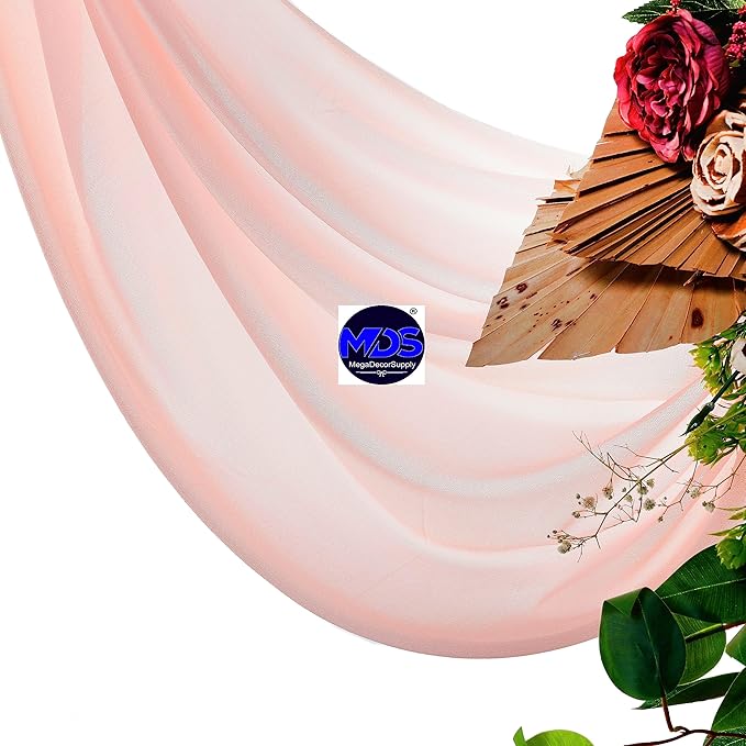 MDS Halloween Chiffon Draping Fabric - 2 Panel, 30" Wide x 50ft Long - Sheer Spooky Arbor & Canopy Drapery for Haunted House Backdrops, Party Ceilings, DIY Costumes & Themed Events - Dusty Rose (Pack of 2)
