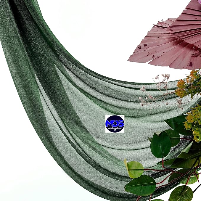 MDS Halloween Chiffon Draping Fabric - 1 Panel, 30" Wide x 40ft Long - Sheer Spooky Arbor & Canopy Drapery for Haunted House Backdrops, Party Ceilings, DIY Costumes & Themed Events - Hunter Green