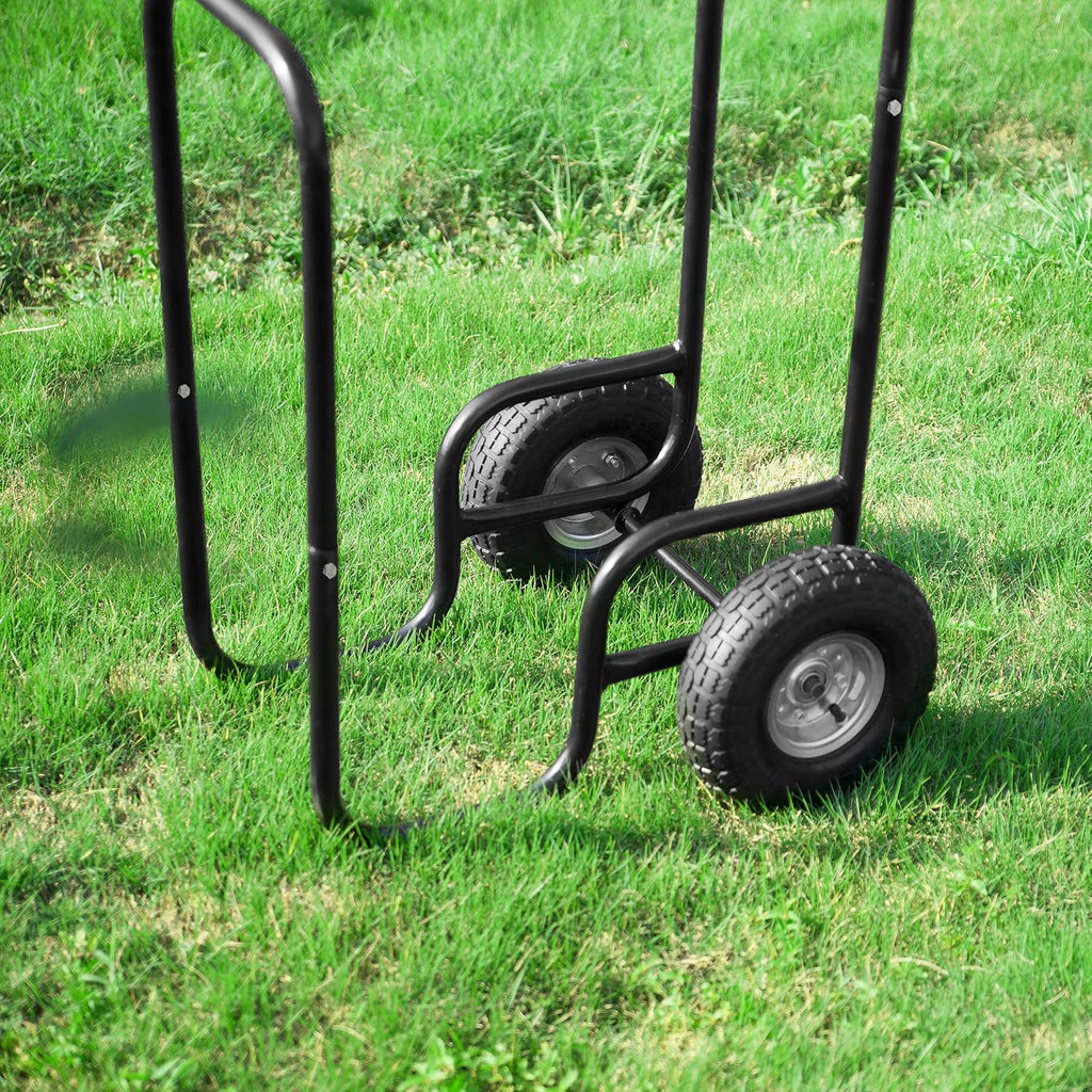 firewood carrier – rolling storage cart for logs showing dimensions