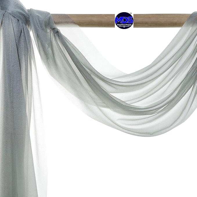 MDS Halloween Chiffon Draping Fabric - 2 Panel, 30" Wide x 40ft Long - Sheer Spooky Arbor & Canopy Drapery for Haunted House Backdrops, Party Ceilings, DIY Costumes & Themed Events - Gray (Pack of 2)