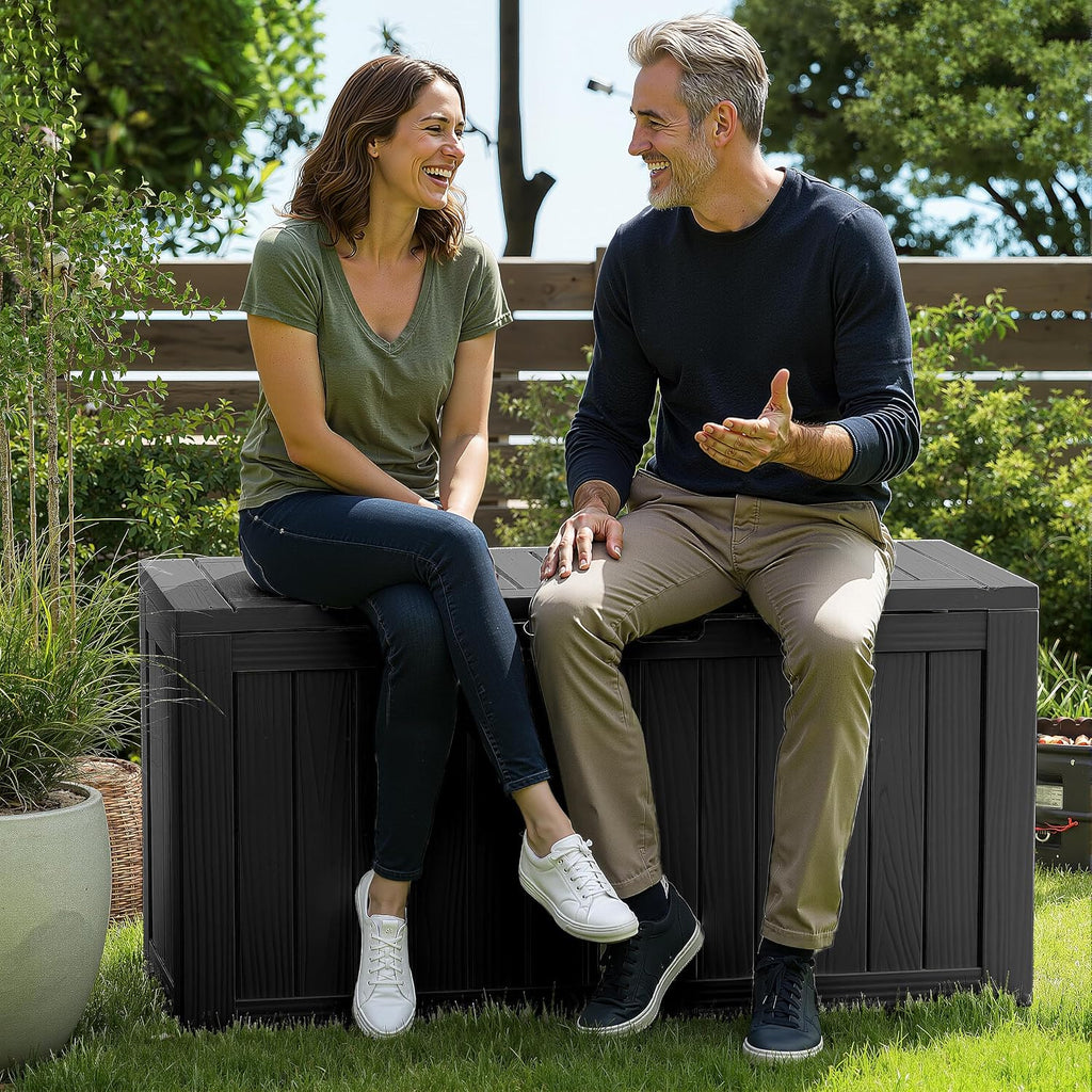 rojik outdoor storage housing deck box - waterproof on a desk or shelf