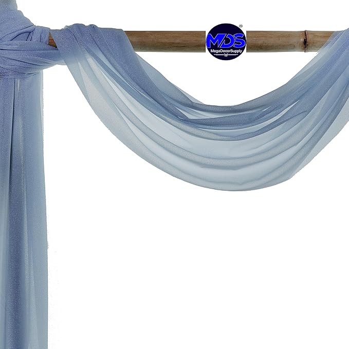 MDS Halloween Chiffon Draping Fabric - 2 Panel, 30" Wide x 100ft Long - Sheer Spooky Arbor & Canopy Drapery for Haunted House Backdrops, Party Ceilings, DIY Costumes & Themed Events - Dusty Blue (Pack of 2)
