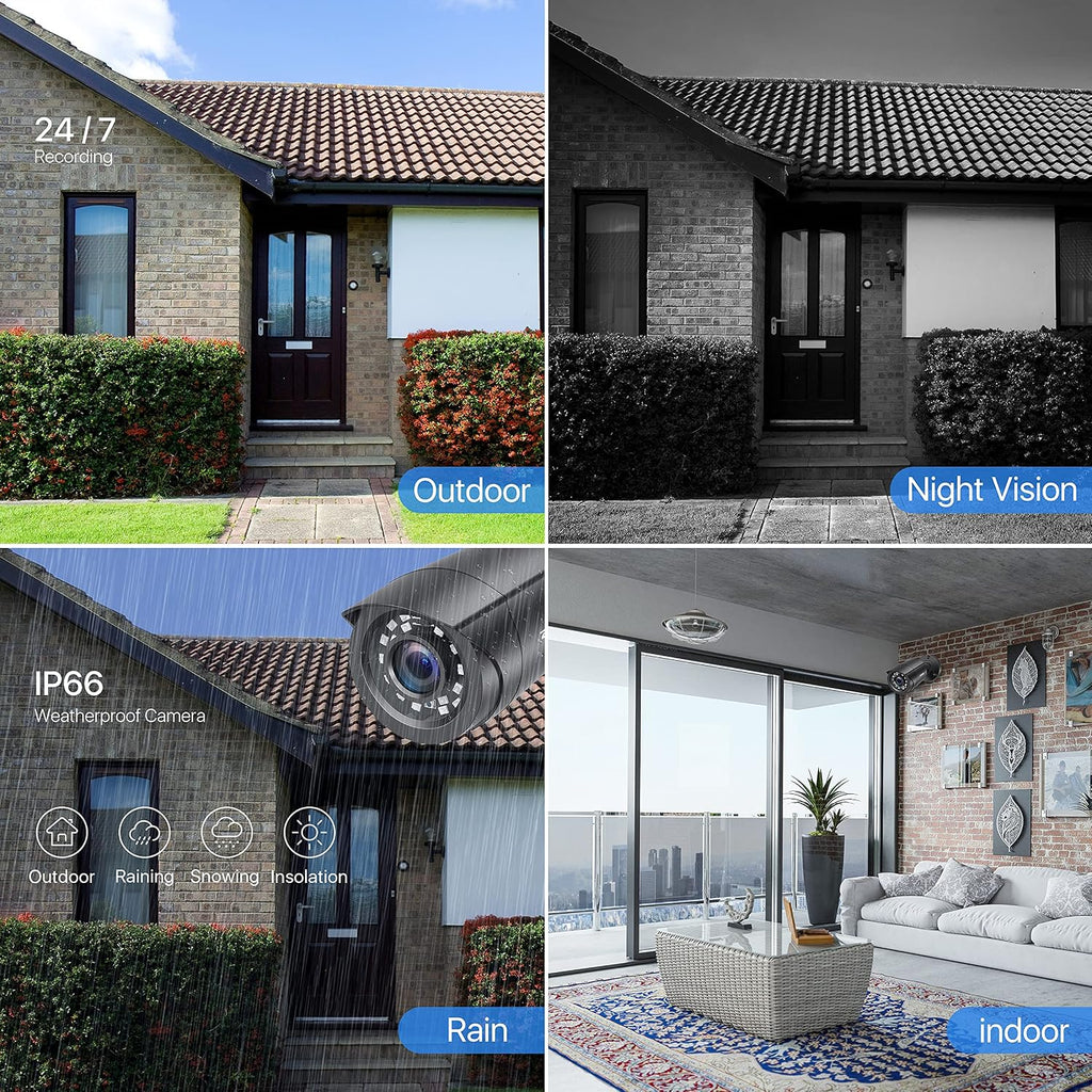 zosi 4 pack 2mp 1080p hd-tvi home security, view 9