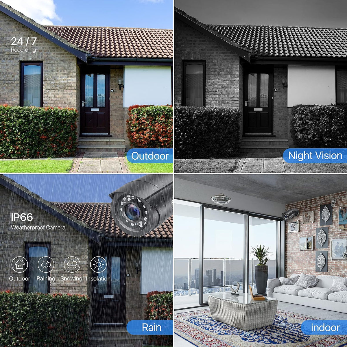 zosi 4 pack 2mp 1080p hd-tvi home security, view 9
