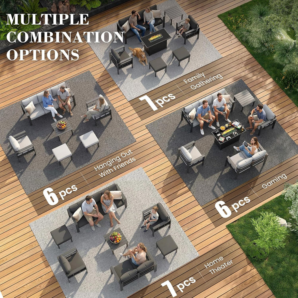 UDPATIO Aluminum Patio Furniture Set, 7-Piece Outdoor Sectional Set