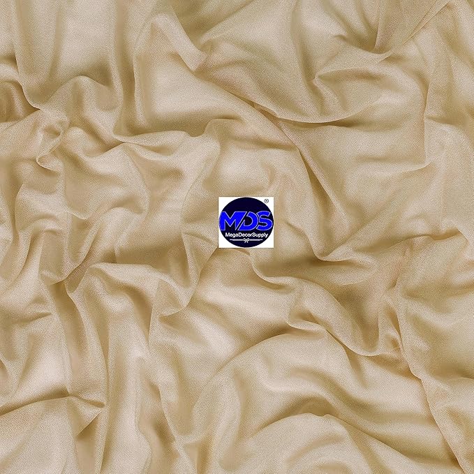 MDS Halloween Chiffon Draping Fabric - 2 Panel, 30" Wide x 50ft Long - Sheer Spooky Arbor & Canopy Drapery for Haunted House Backdrops, Party Ceilings, DIY Costumes & Themed Events - Champagne Gold (Pack of 2)
